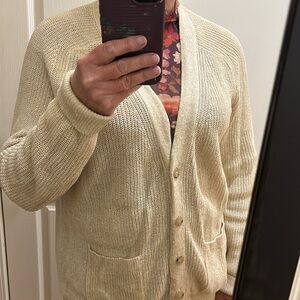 Jcrew relaxed cotton- linen cardigan sweater sizeXL, khaki color